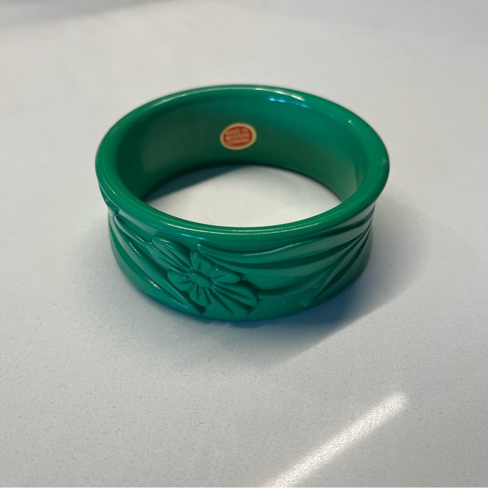 Midcentury Marion Godart Green Flower Bracelet